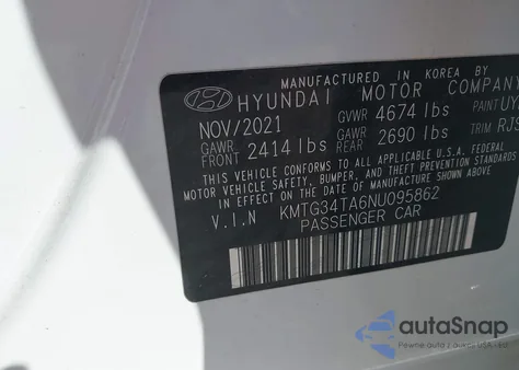 2022 Genesis G70 2.0T Rwd from USA, damaged, VIN KMTG34TA6NU095862